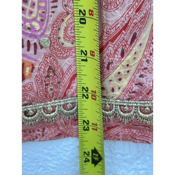 Express Womens Embroidery Sequined Wrap Floral Skirt Pink Sz 10 - Picture 8 of 11